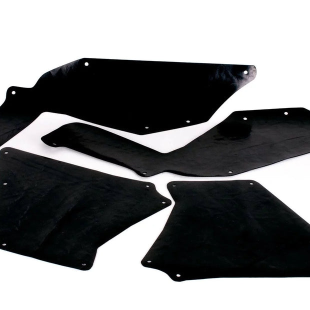 VMN 2-inch body lifted splash guards for Toyota Hilux, mudskirt kit with durable black plastic guards and mounting hardware.